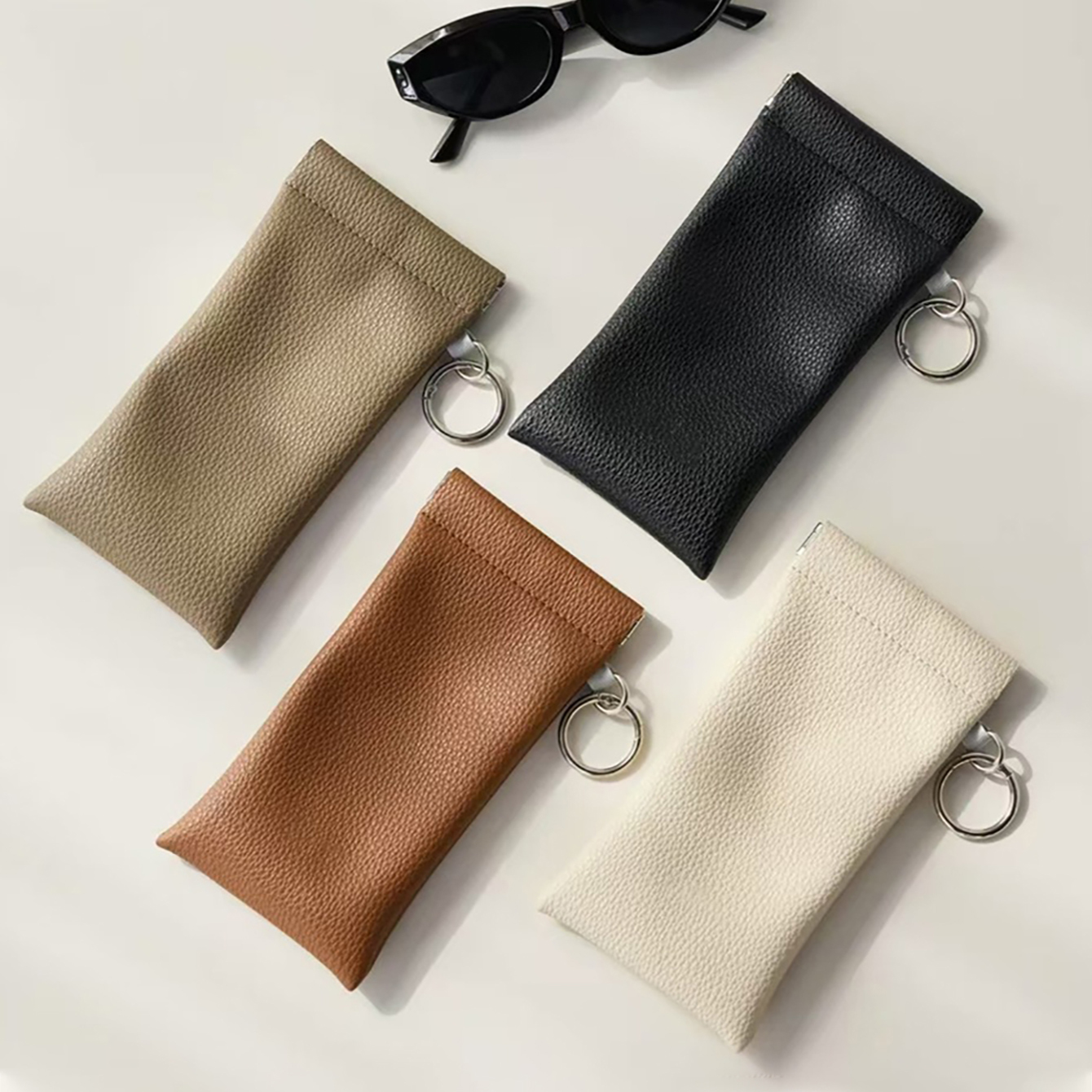 Travel Accessories Pouch For Women - 1pc PU Leather Sunglasses Pouch with