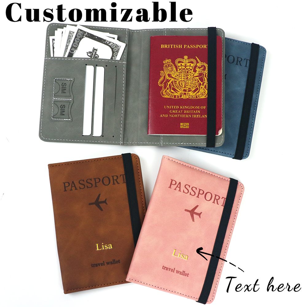 Travel Accessories Plane - Customized name PU leather card case