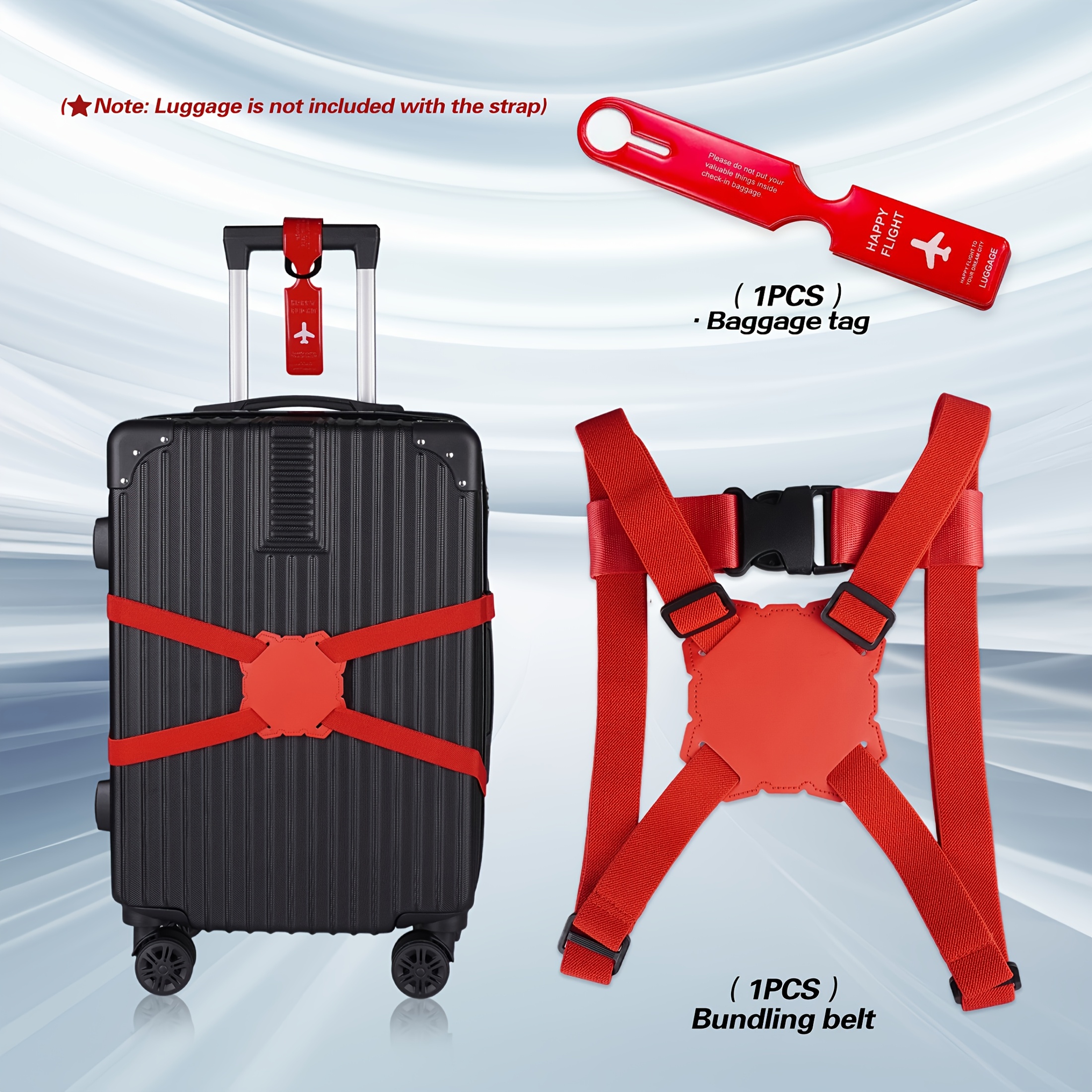 Travel Accessories Plane - 2-Piece Luggage Strap Set + Luggage