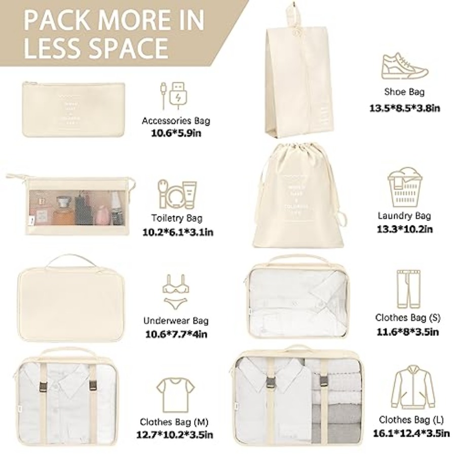 8 Set Packing Cubes for Travel - đánh giá và giá Travel Accessories Set
