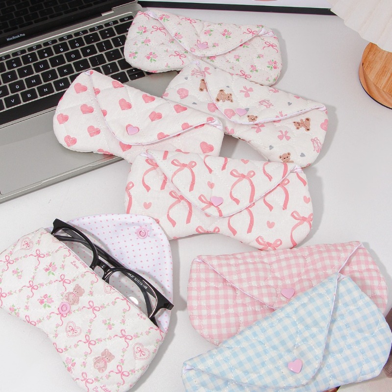 Ins Korean Plaid Fabric Heart  - đánh giá và giá Travel Accessories Pouch For Women