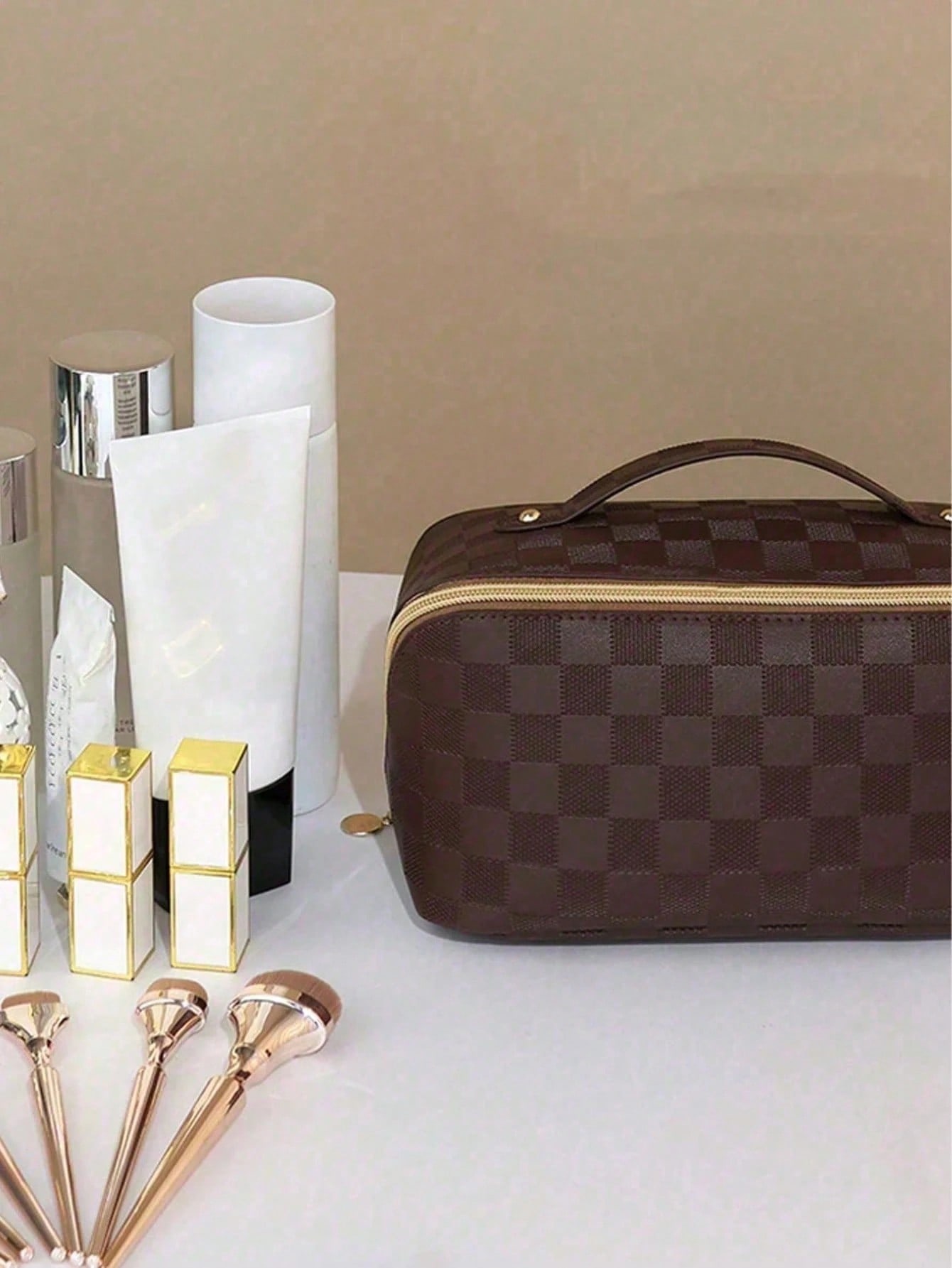 1pc PU Leather Cosmetic Bag, H - đánh giá và giá Travel Accessories Pouch For Women
